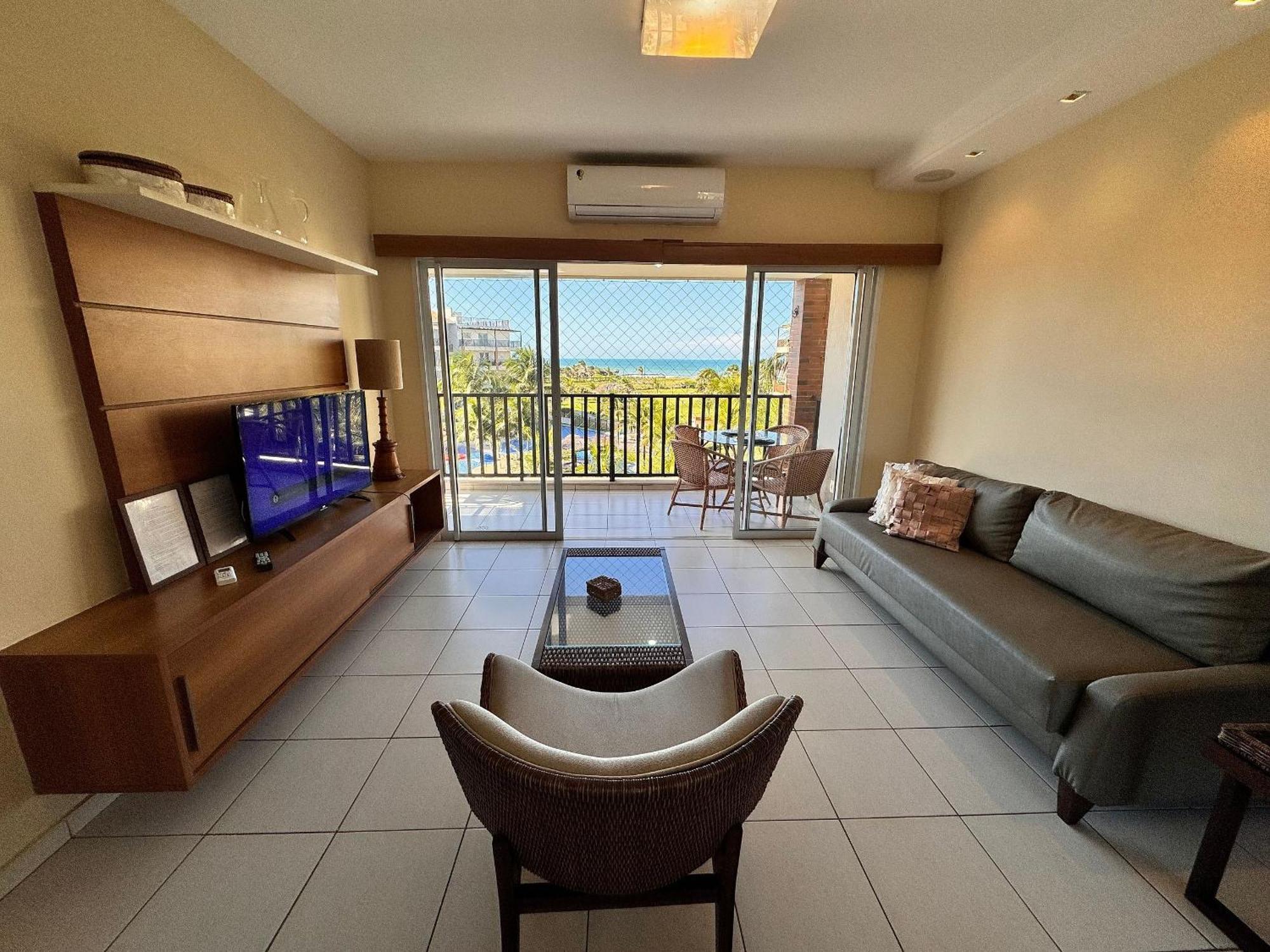 Apartamento Living, Frente Mar, 400m Do B Park